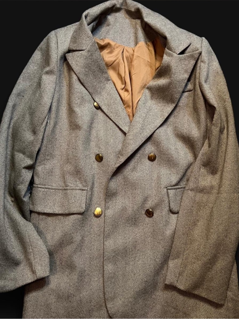 Classic Woman’s  Double-Breasted lined Herringbone blazer